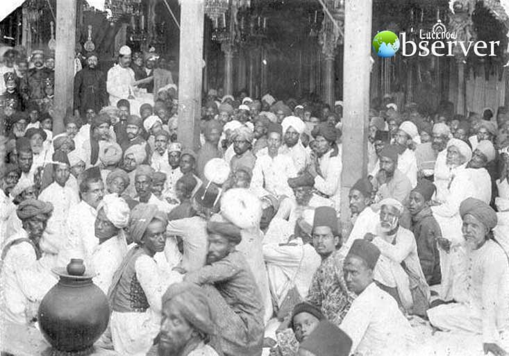 Rare picture of Mir Anees reciting Marsiya at Nawab Thaver Jung Bahadur's residence in Hyderabad