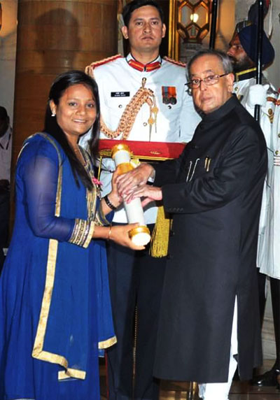 Receiving honour by President of India - Arunima Sinha